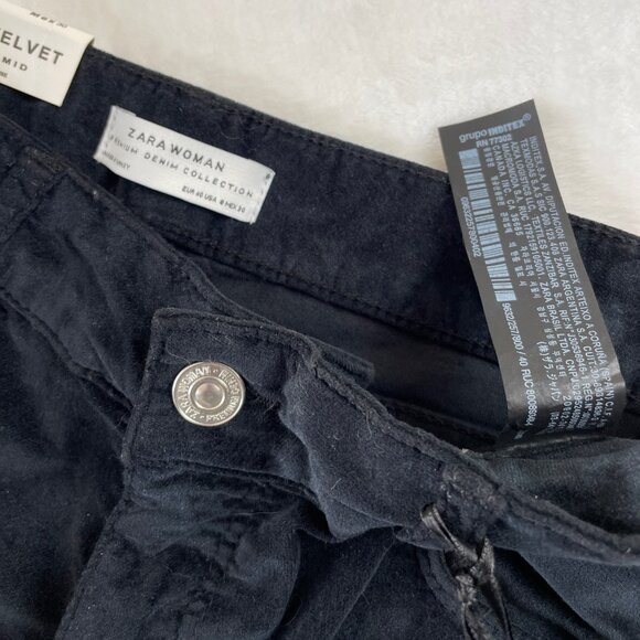Zara Woman NWT "The Skinny Velvet" Jeans, Premium Denim Collection, Black, S 40 - Picture 8 of 10